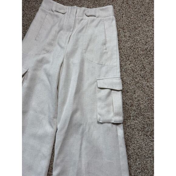 TORN by Ronny Kobo Bernee White Wide Leg Linen Blend Cargo size Women's Small - Picture 7 of 14